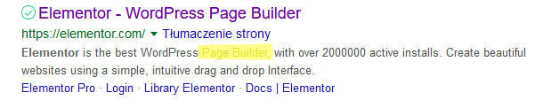 Page builder elementor rónież brak słowa composer w opisie